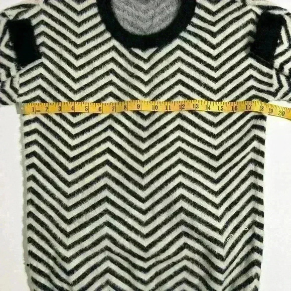 Cyrus Black and White Striped Fuzzy Sweater - Picture 2 of 6